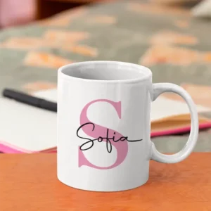 taza personalizada con inicial
