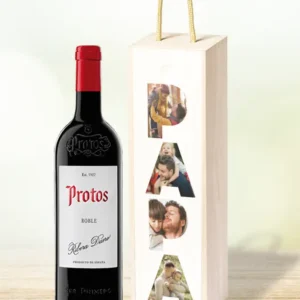 caja de vino personalizada día del padre, regalo de cumpleaños papa