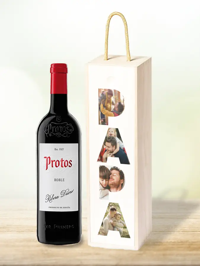 caja de vino personalizada día del padre, regalo de cumpleaños papa