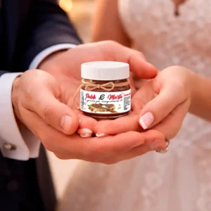 detalle para invitados boda, regalos de boda, mini nutella personalizada