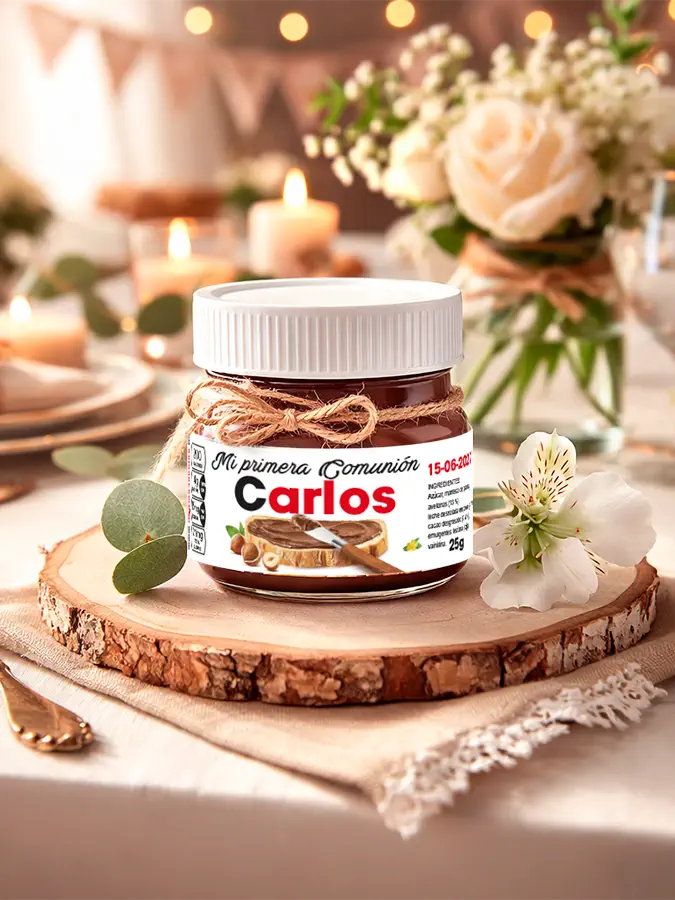 detalle de comunión, regalo de comunión, mini nutella